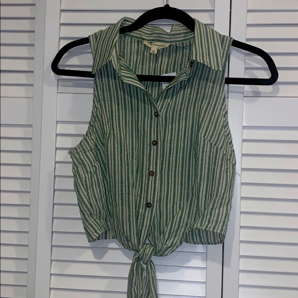 NEVER WORN green and white striped tank